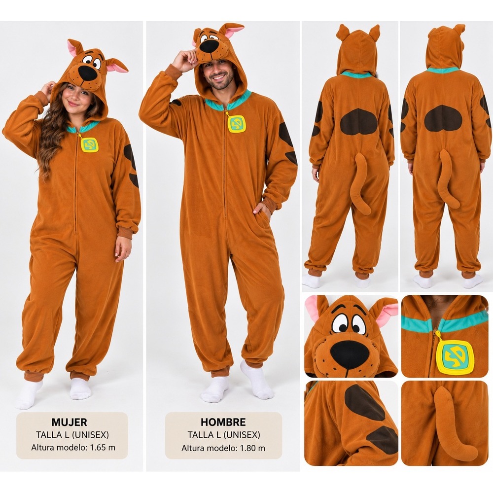 Scooby-Doo Unisex Adult Fleece Union Suit Costume Brown Size L